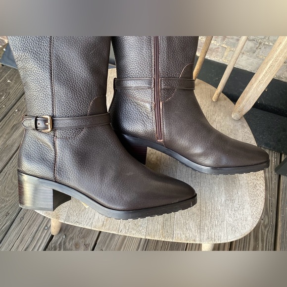 NEW COACH SULLIVAN SAFARI RIDING KNEE HIGH BROWN PEBBLED GRAIN LEATHER BOOTS 11 - Picture 5 of 11